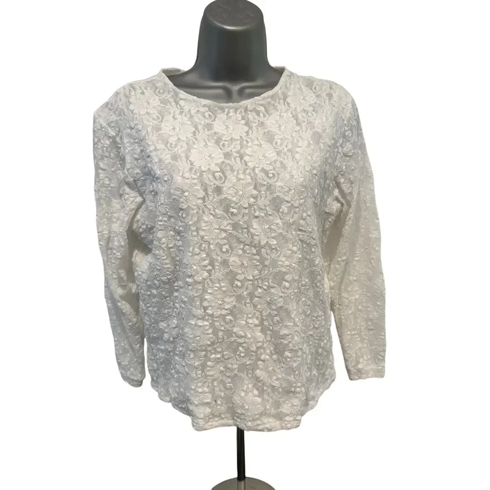 3-Stretch Semi Sheer Sparkle Floral Design Tops by 'Shoulders to Go' Small/Med